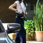 Amelia Hamlin in a White Cropped Tee Heads Into a Spa in Beverly Hills