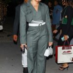 Avani Gregg in an Olive Pantsuit Arrives for Dinner at Catch Steak in Los Angeles