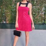 Blanca Blanco in a Pink Animal Print Dress Posing for an Impromptu Photoshoot in Hollywood
