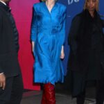 Cate Blanchett in a Blue Dress Leaves Good Morning America in New York
