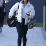 Ekin-Su Cülcüloğlu in a White Puffer Jacket Was Seen Out in London
