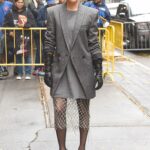 Elizabeth Banks in a Grey Blazer Heads to The View in New York City