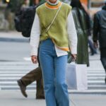 Gigi Hadid in an Olive Sweater Vest Was Seen Out in New York