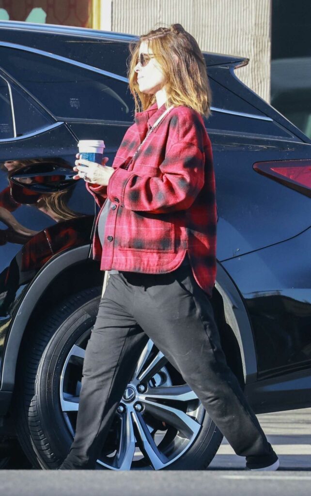 Kate Mara in a Red Plaid Shirt