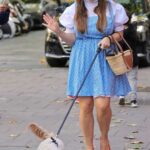 Kelly Brook in a White Blouse Dressing Up as Dorothy from Wizard of Oz in London