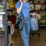 Kirsten Dunst in a Blue Tee Gets Some Shopping Done in Burbank