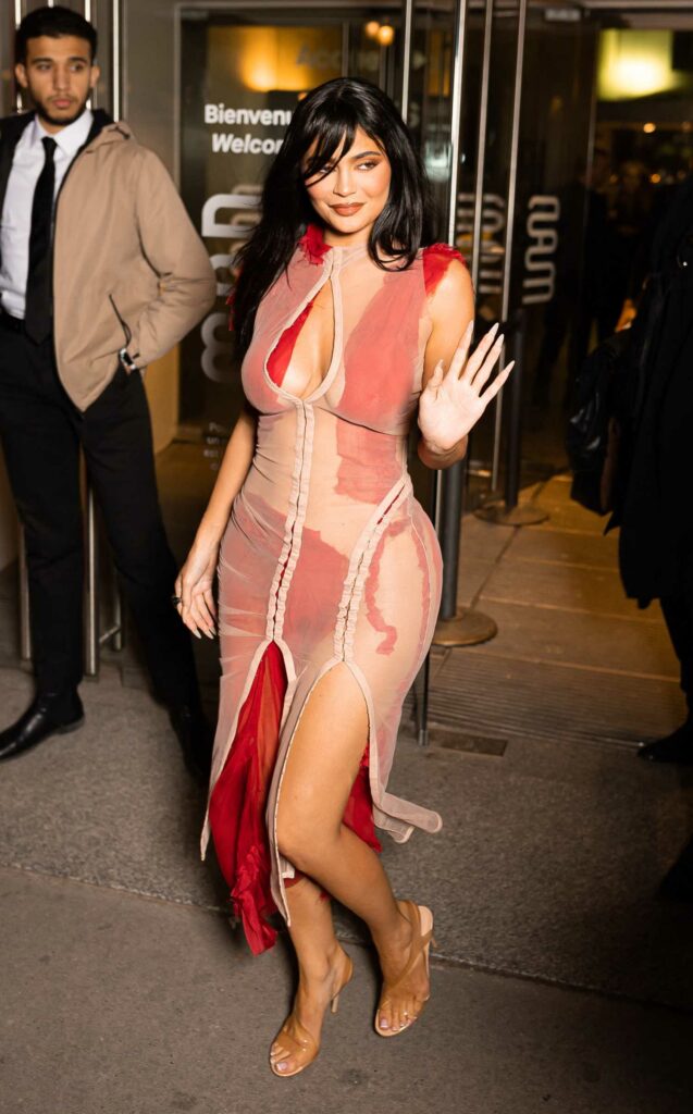Kylie Jenner in a See-Through Dress
