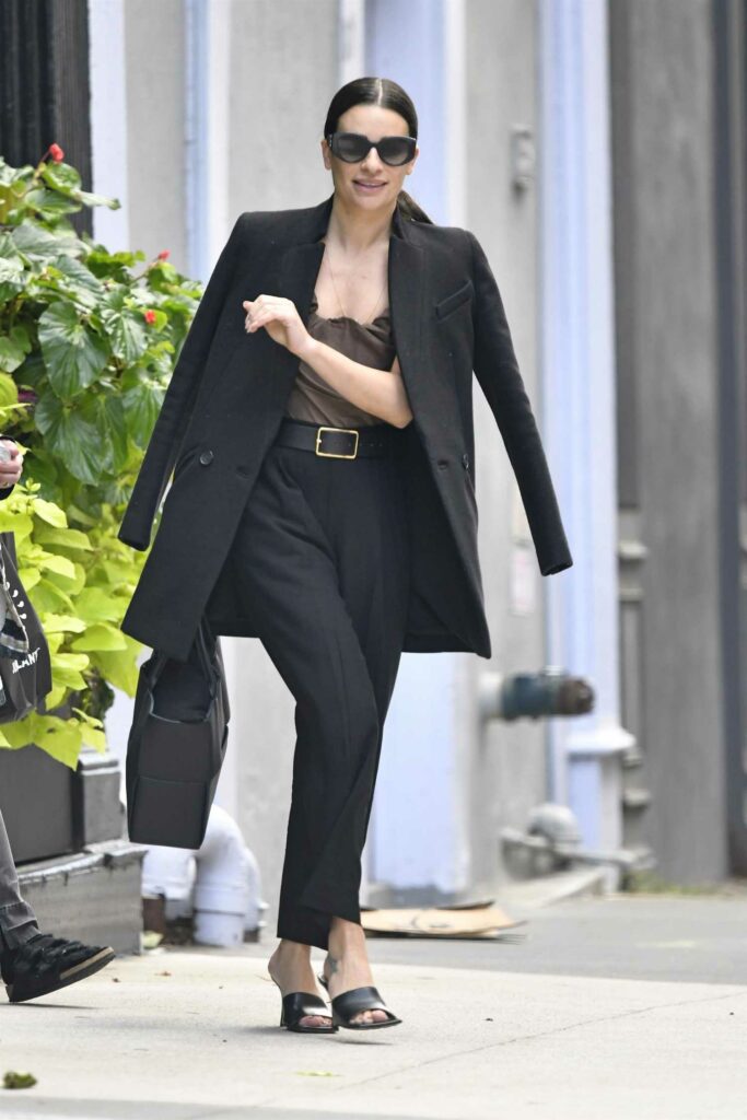 Lea Michele in a Black Coat