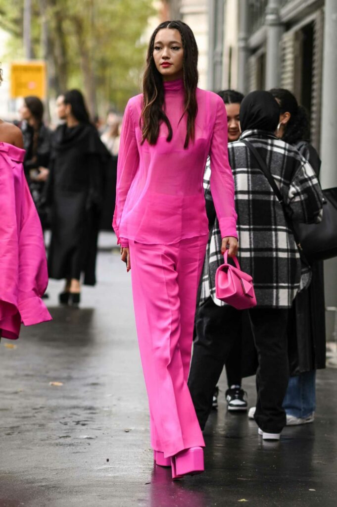 Lily Chee in a Pink Ensemble