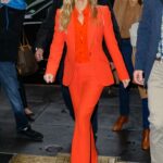 Reese Witherspoon in an Orange Ensemble Arrives at The Today Show in New York