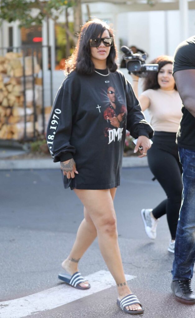 Rihanna in a Black Sweatshirt