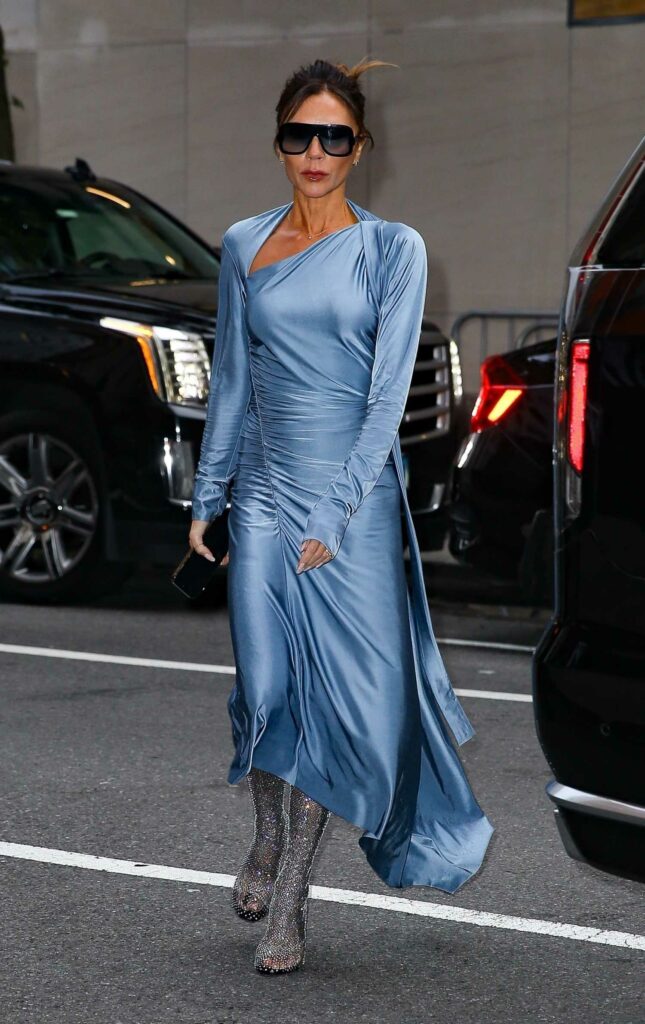 Victoria Beckham in a Blue Dress