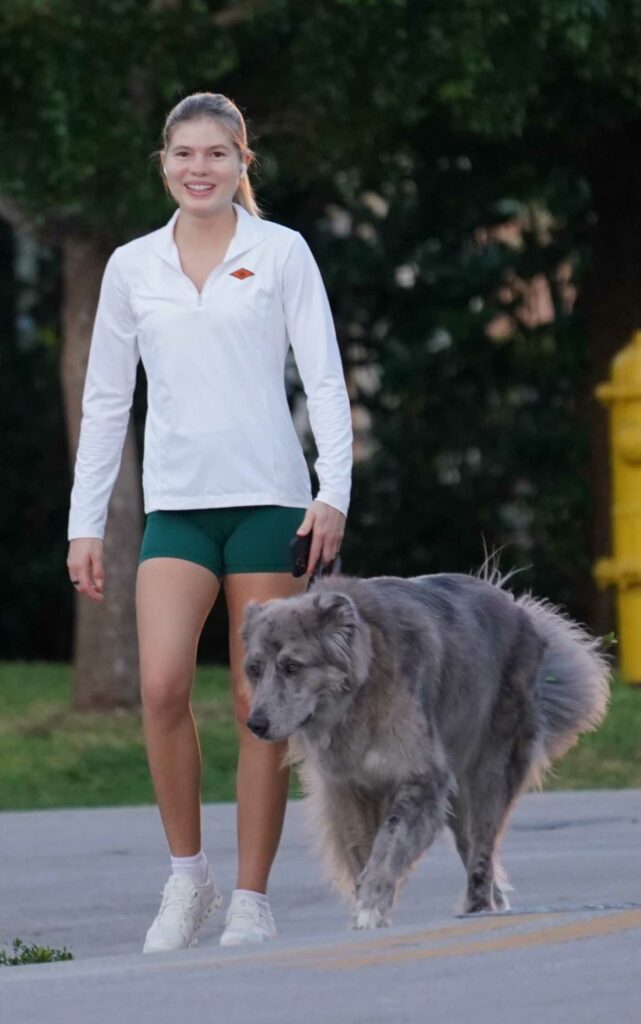 Victoria Iglesias in a Green Spandex Shorts