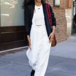 Zoe Saldana in a White Pants Was Seen Out in New York