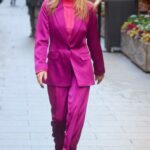 Amanda Holden in a Purple Pantsuit Was Seen Out in London