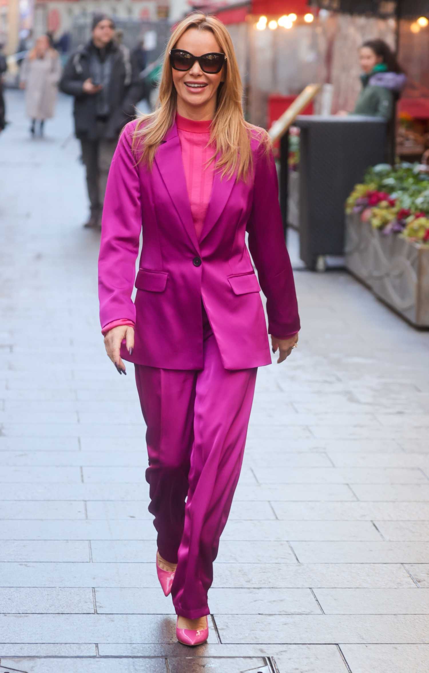 Amanda Holden in a Purple Pantsuit Was Seen Out in London – Celeb Donut