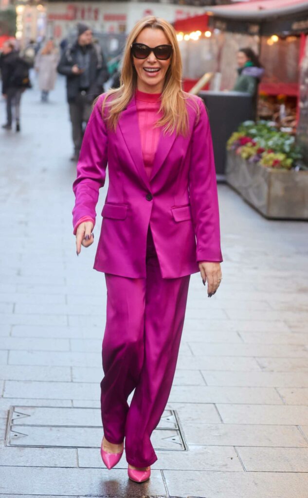 Amanda Holden in a Purple Pantsuit