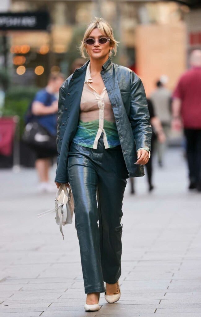 Ashley Roberts in a Green Trouser Suit