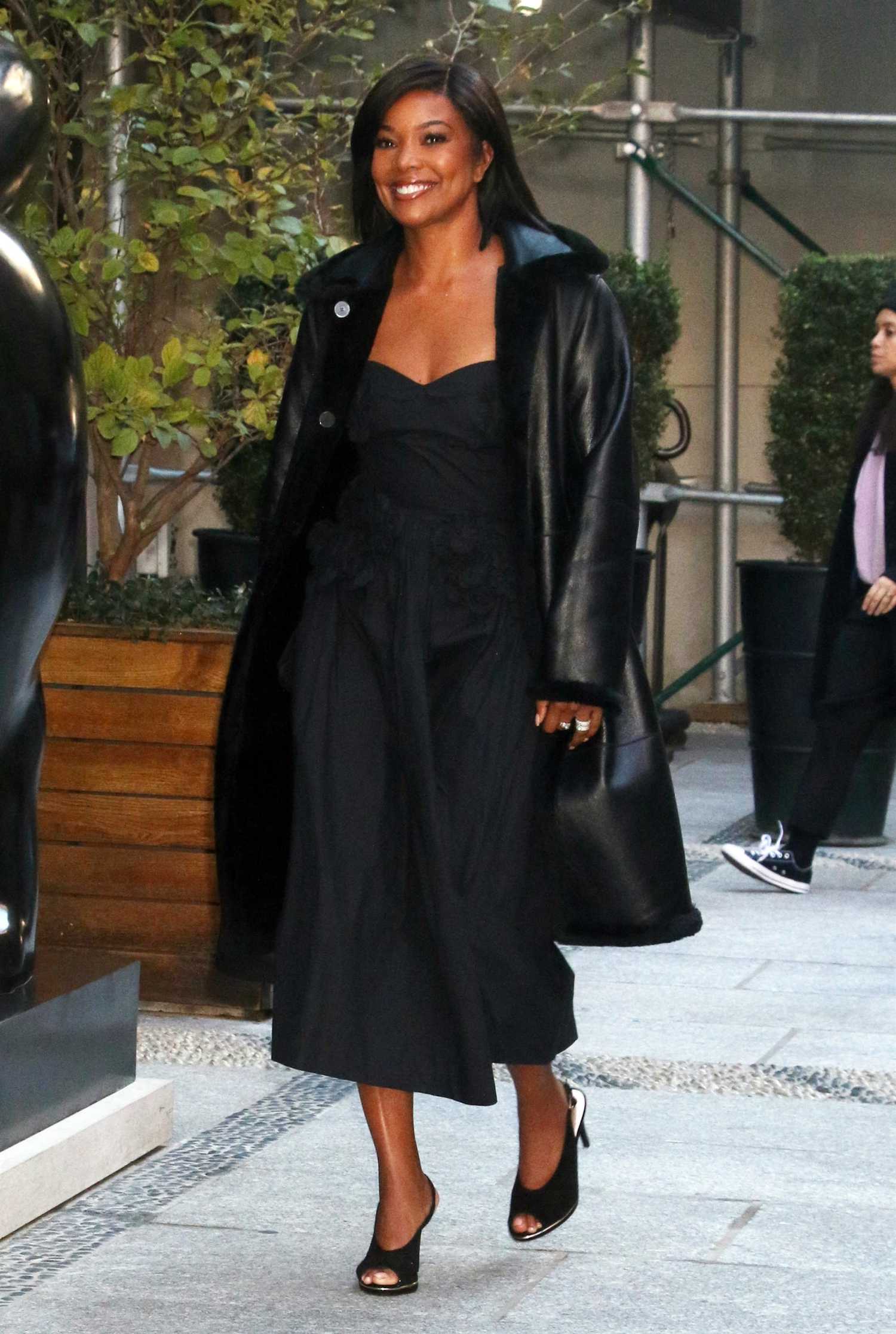 Gabrielle Union in a Black Leather Coat Was Seen Out in New York ...