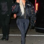 Kim Kardashian in a Black Bomber Jacket Was Seen Out in Manhattan in New York