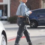 Mary Fitzgerald in a Black Ripped Jeans Was Seen Out in Studio City