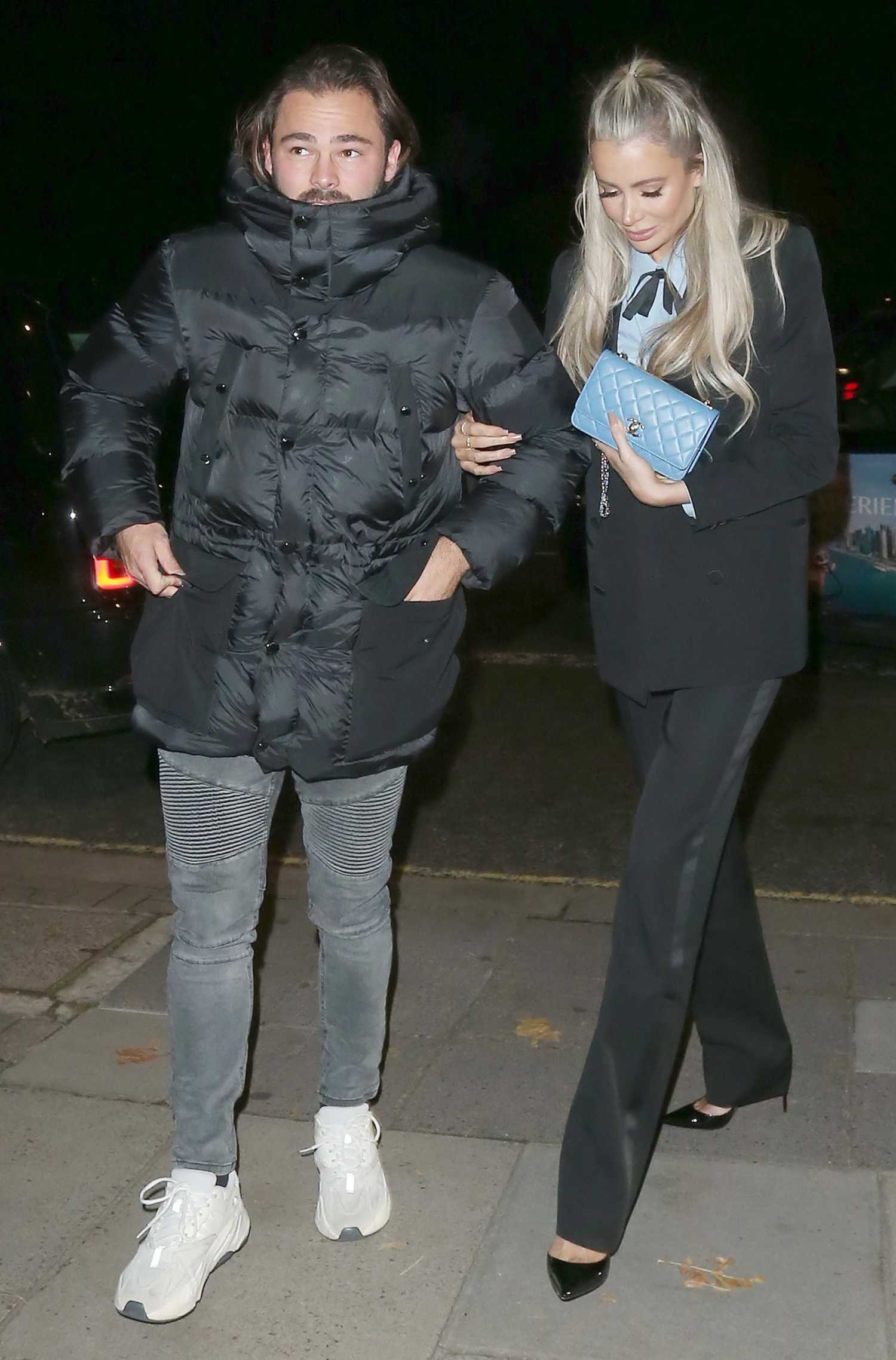 Olivia Attwood in a Black Pantsuit Was Seen Out with Bradley Dack in