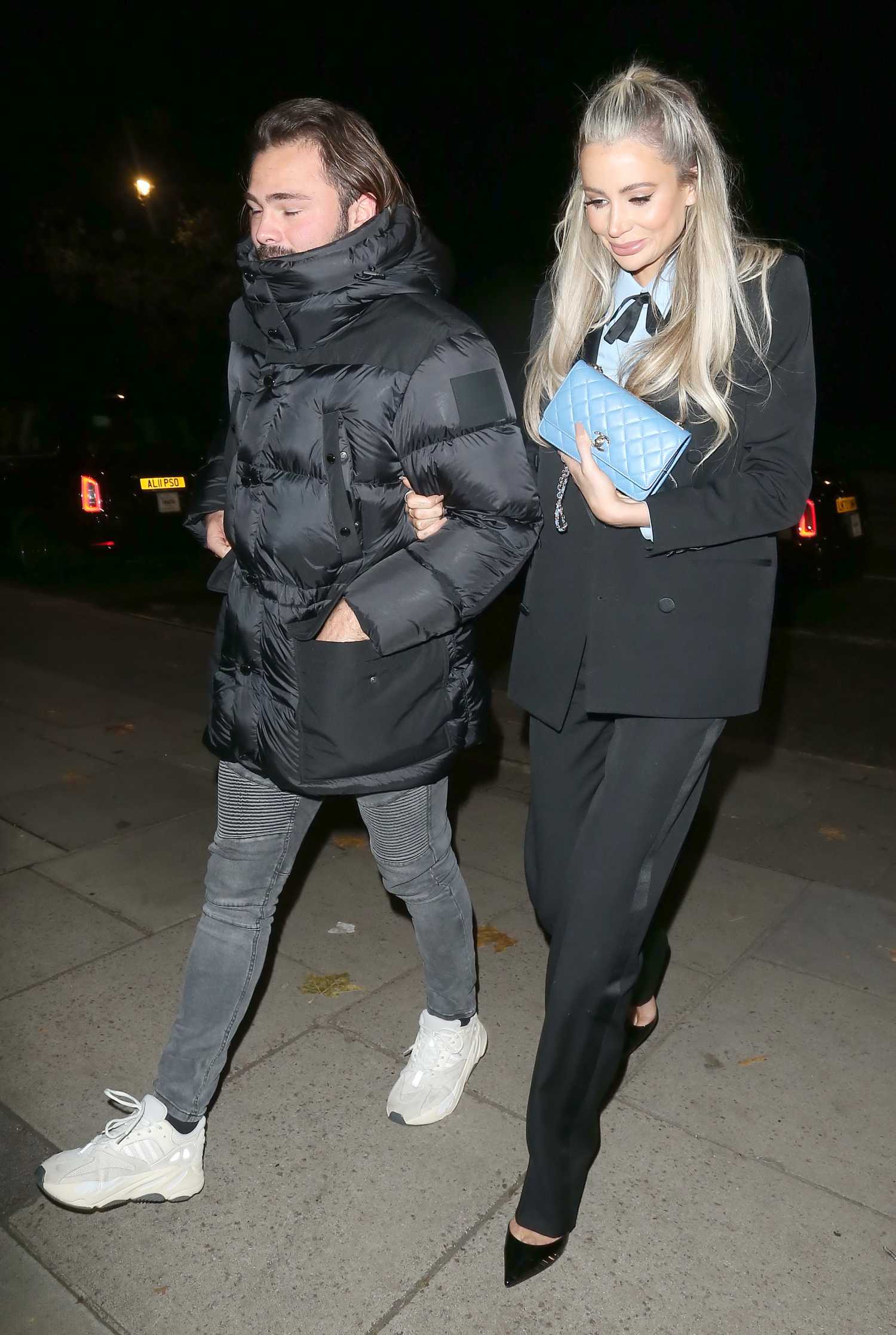 Olivia Attwood in a Black Pantsuit Was Seen Out with Bradley Dack in