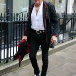 Rod Stewart in a Black Blazer Arrives at the Bauer Media Radio Studios in London