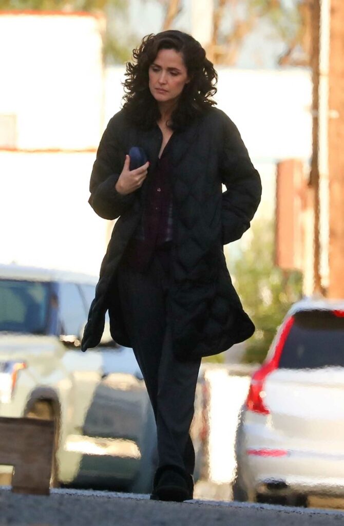 Rose Byrne in a Black Puffer Coat