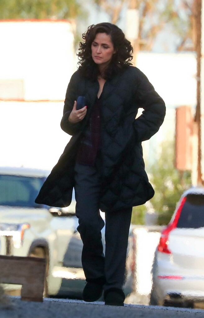 Rose Byrne in a Black Puffer Coat