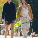 Scout Willis in a Caramel Coloured Cardigan Was Seen Out with Her Boyfriend in Los Feliz