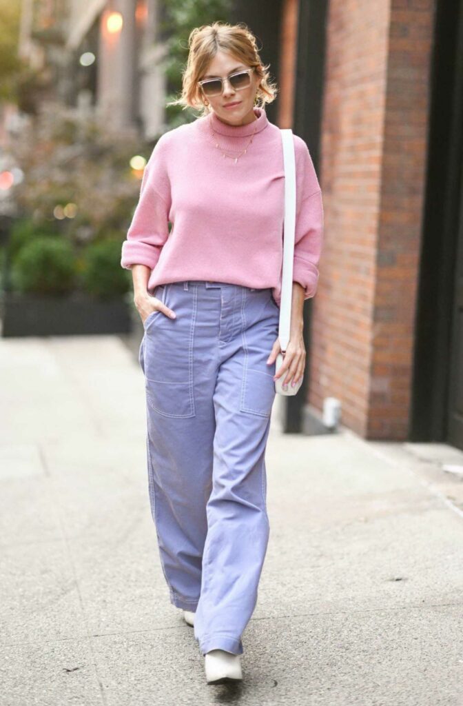 Sienna Miller in a Pink Sweater