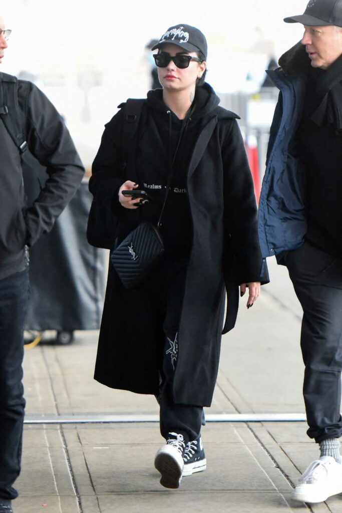 Demi Lovato in a Black Sweatsuit