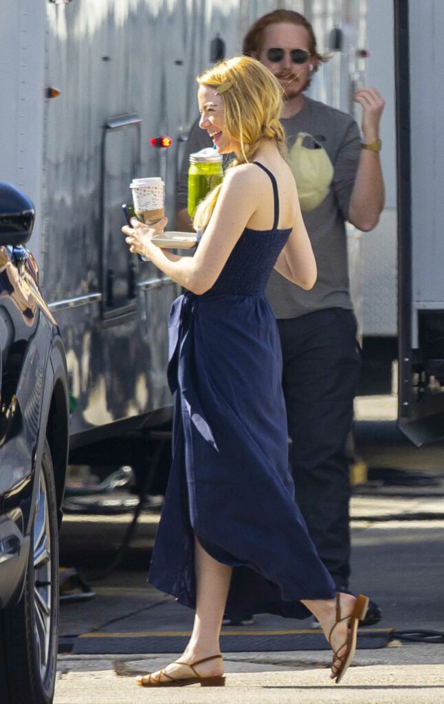 Emma Stone in Blue Dress