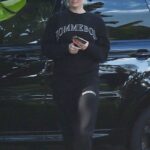 Erika Jayne in a Black Sweatsuit Arrives at Her Daily Workout Session in Los Angeles