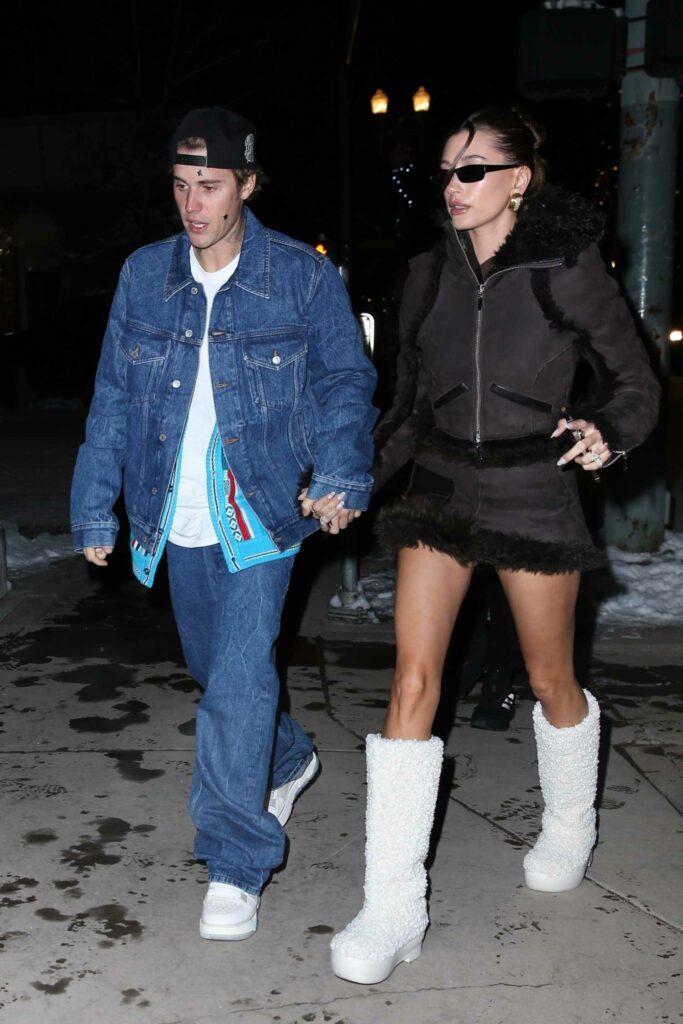 Hailey Bieber in a White Boots