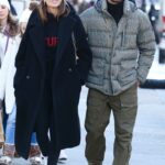 Izabel Goulart in a White Sneakers Was Seen Out with Her Fiance Kevin Trapp in Manhattan in NYC