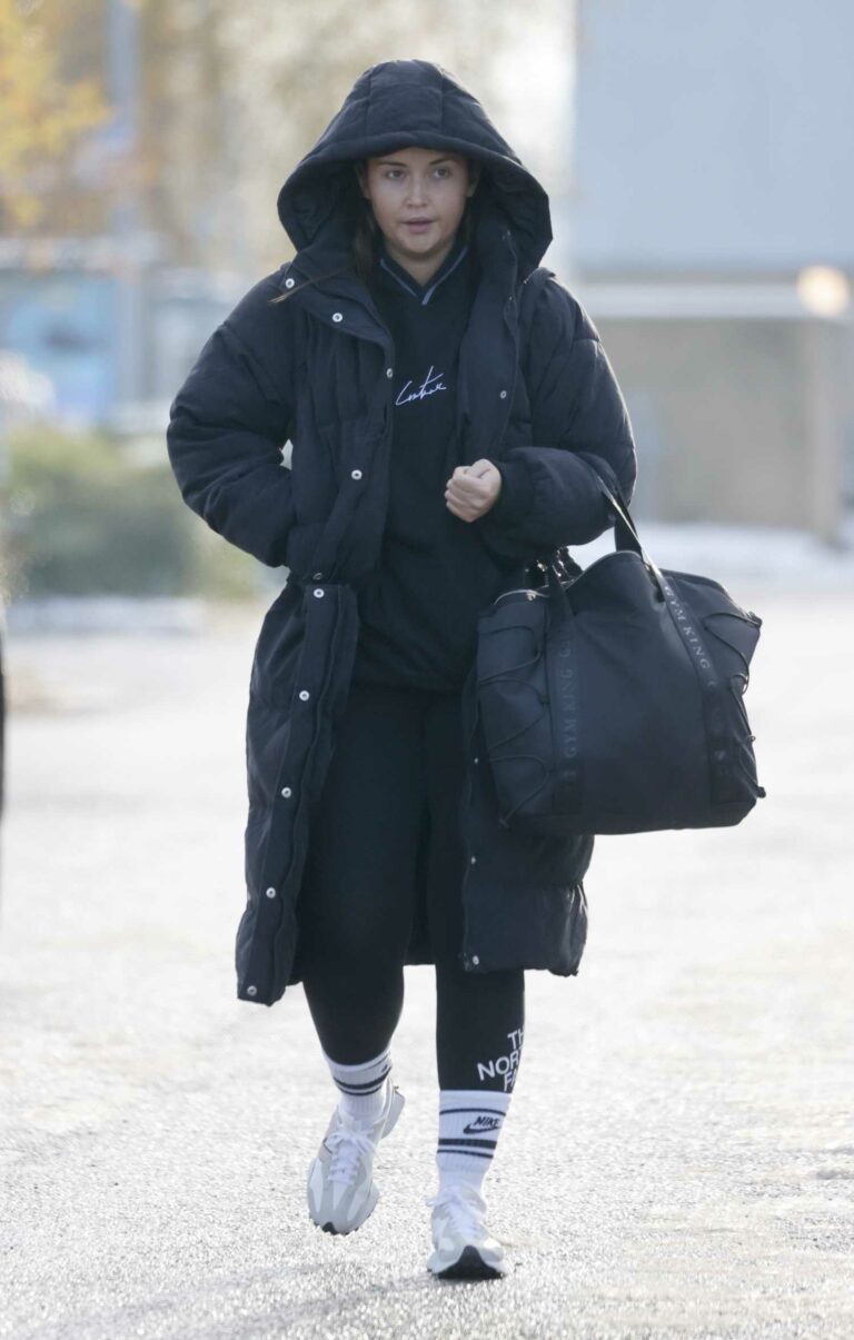 Jacqueline Jossa in a Black Puffer Coat Leaves the Gym in Essex – Celeb