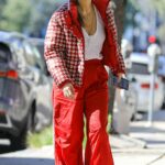 Jennifer Lopez in a Red Outfit Goes Shopping for for Christmas in Los Angeles