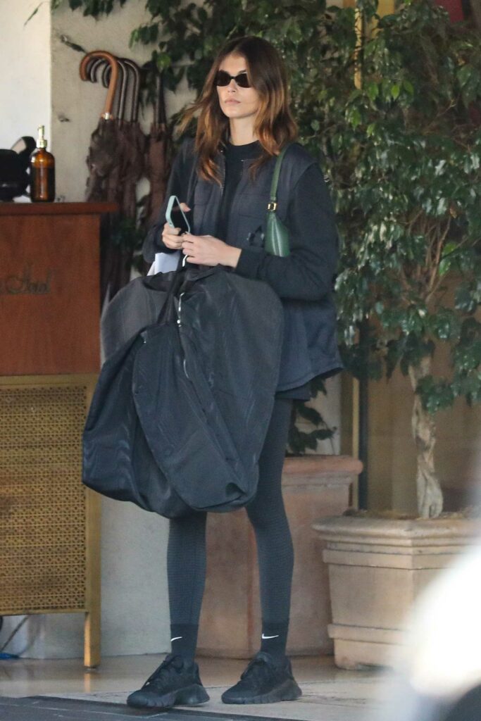 Kaia Gerber in a Black Outfit