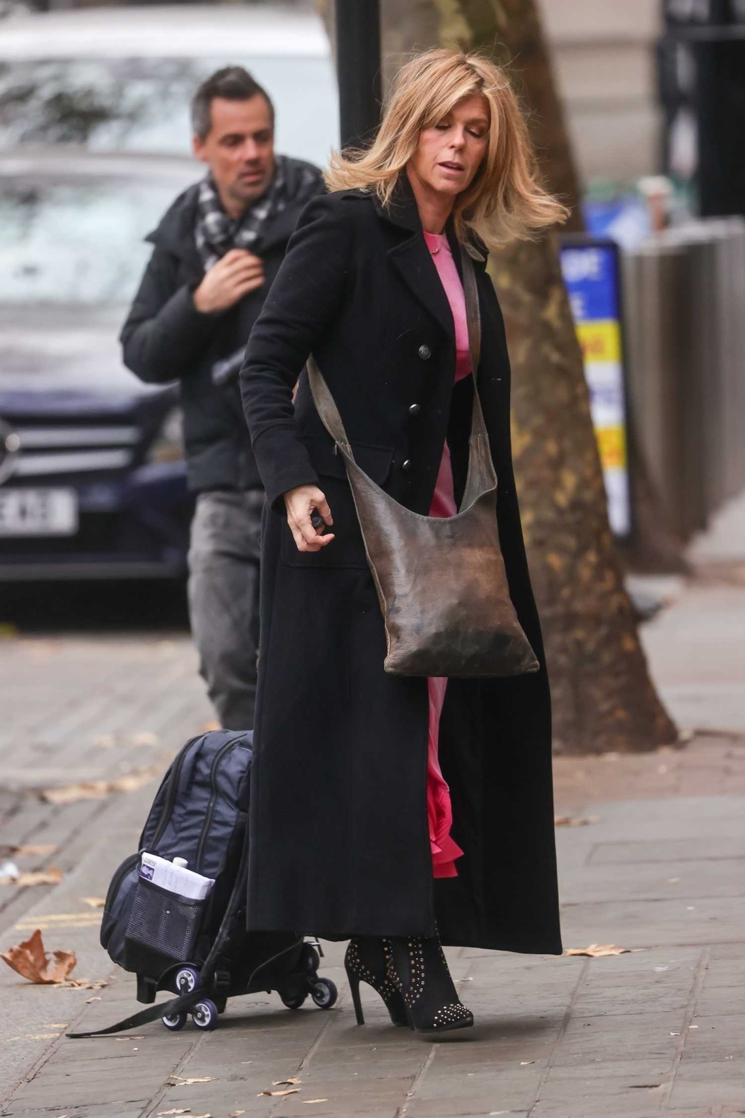 Kate Garraway in a Pink Ankle Length Dress Arrives at the Smooth Radio ...