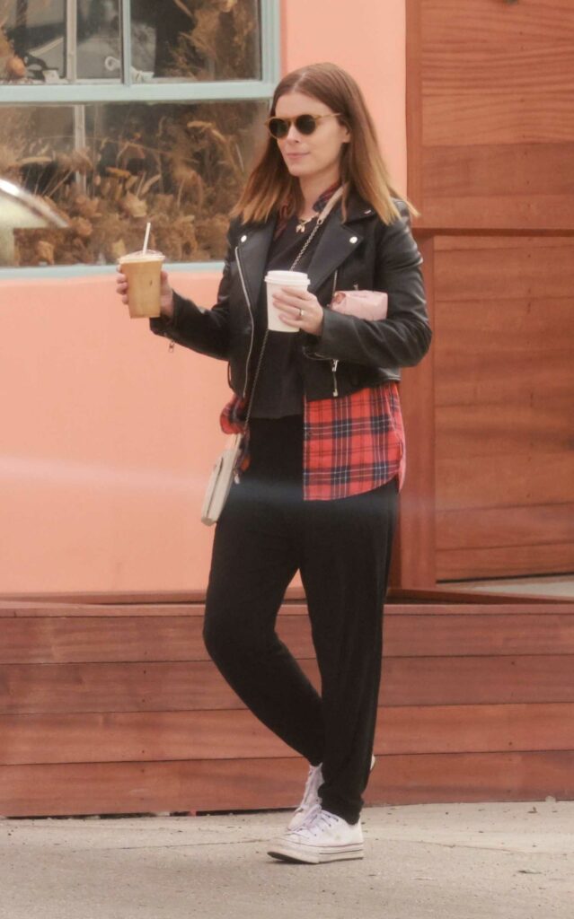 Kate Mara in a Black Leather Jacket