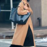 Katie Holmes in a Caramel Coloured Coat Was Seen Out in New York