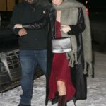 Kendall Jenner in a Red Dress Steps Out for Dinner in Aspen