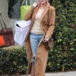 Melanie Griffith in a Caramel Coloured Coat Does Her Christmas Shopping in West Hollywood