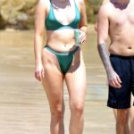 Missy Keating in a Green Bikini with Friends on Bondi Beach in Sydney
