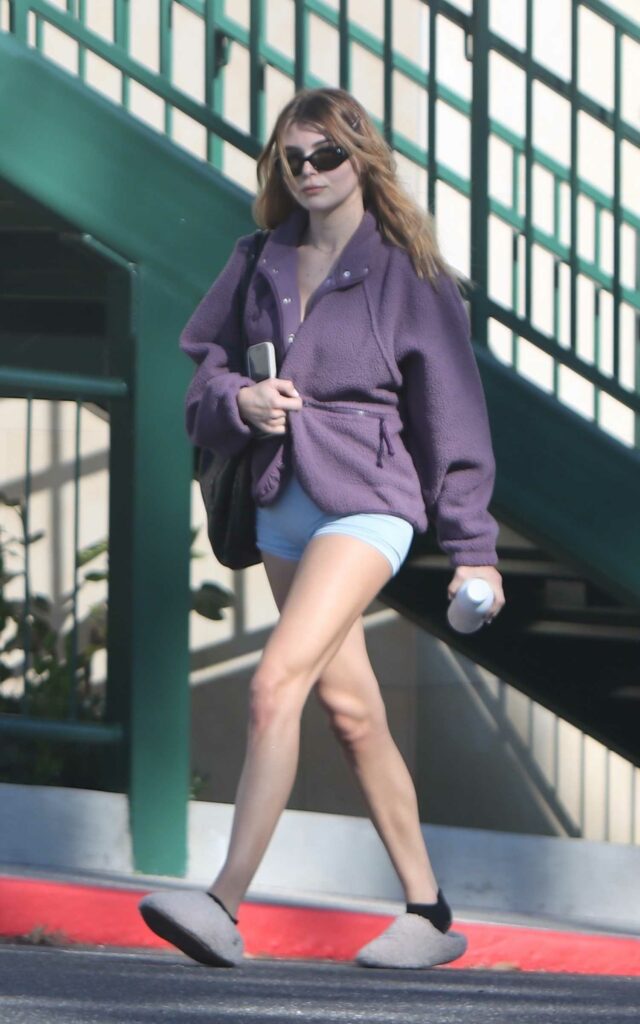 Olivia Jade in a Baby Blue Spandex Shorts