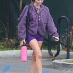 Olivia Jade in a Purple Spandex Shorts Leaves Her Yoga Session in West Hollywood