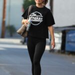 Olivia Wilde in a Black Tee Leaves Her Daily Workout in Studio City