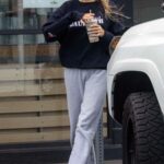 Tish Cyrus in a Grey Sweatpants Stops by Jamba Juice in Toluca Lake